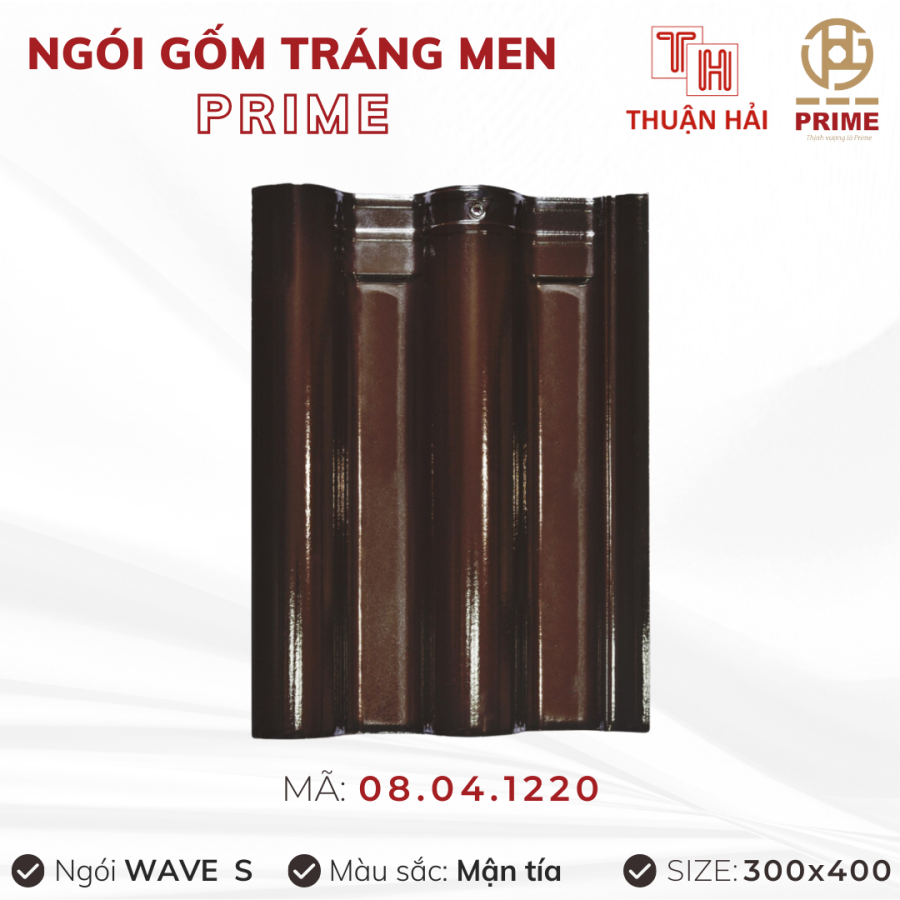 Ngói Tráng Men Prime Wave S Hai Sóng Mận Tía 08.04.1220