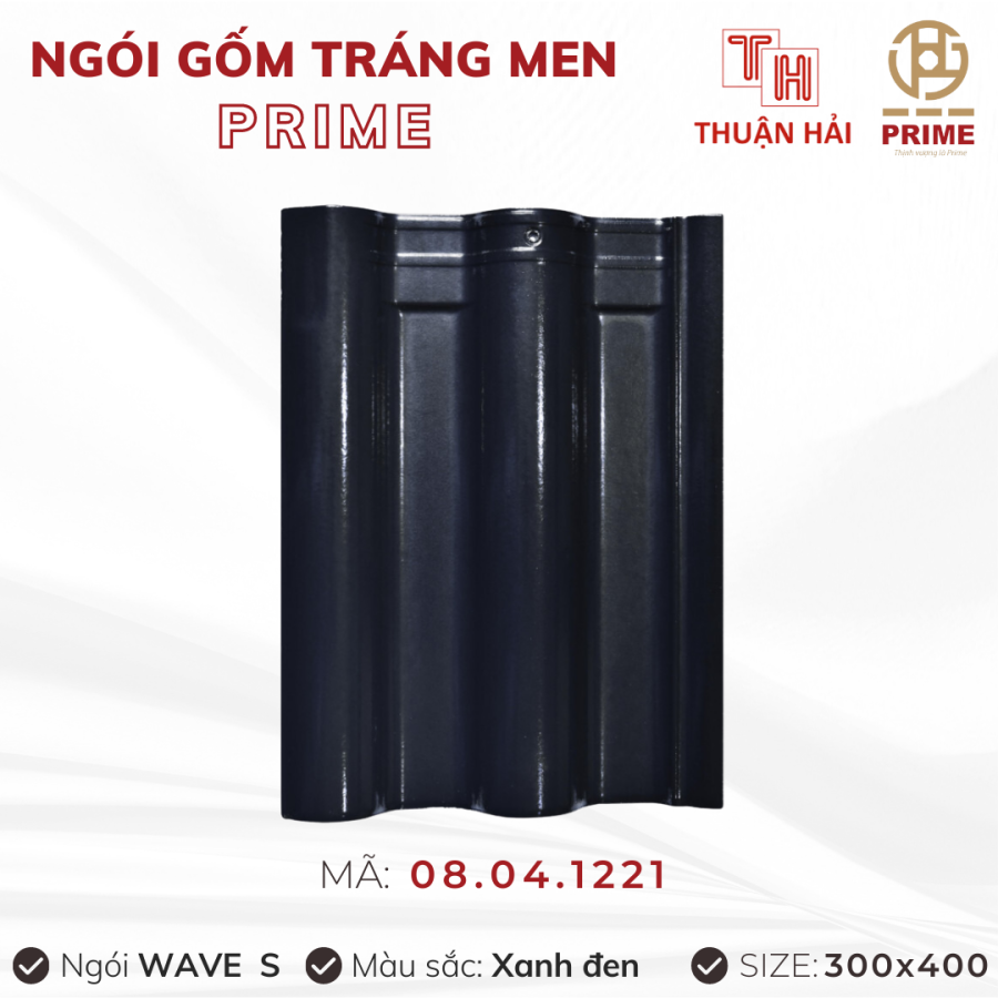 Ngói Tráng Men Prime Wave S Hai Sóng Xanh Đen 08.04.1221
