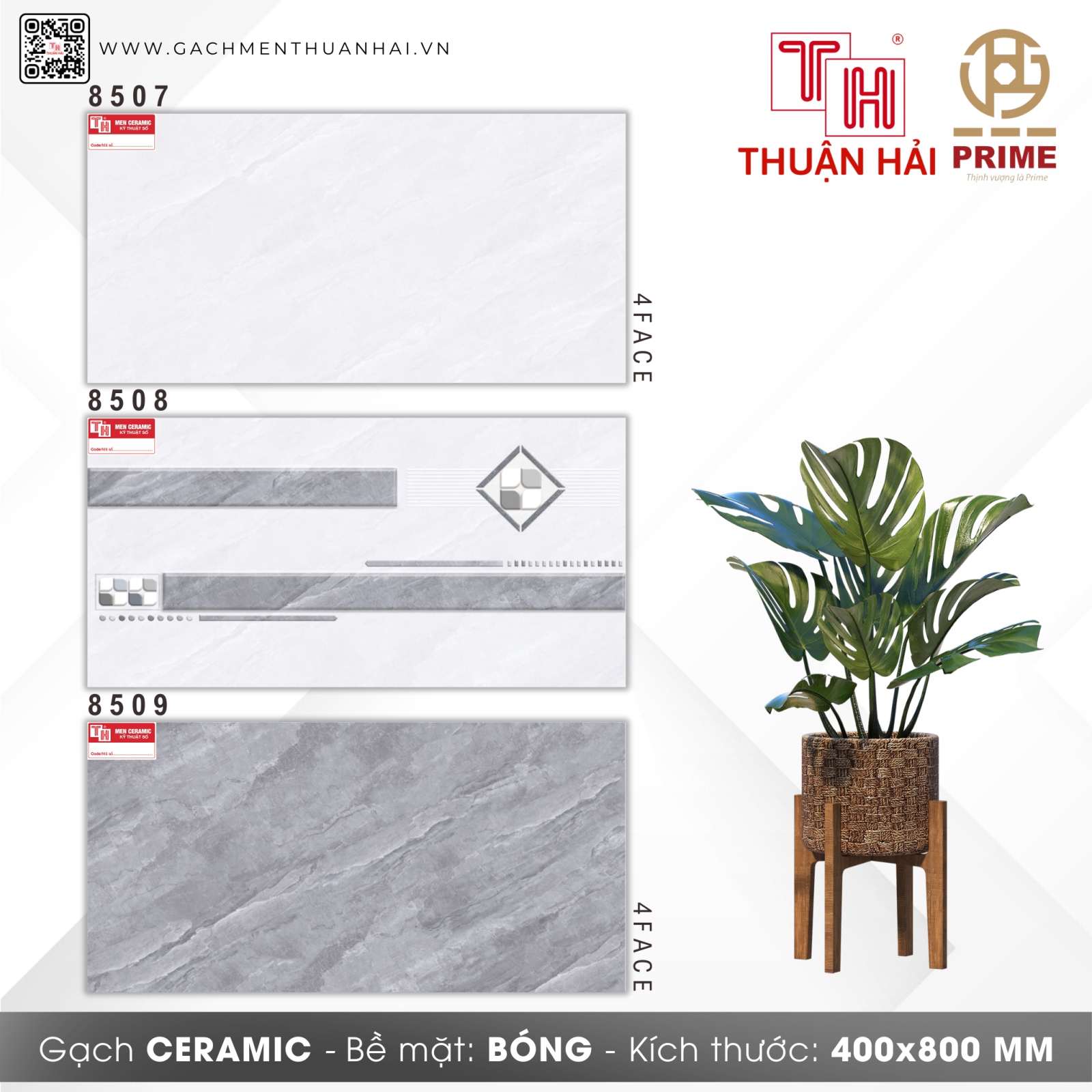 GẠCH ỐP TƯỜNG 40x80 PRIME 8507 - 8508 - 8509