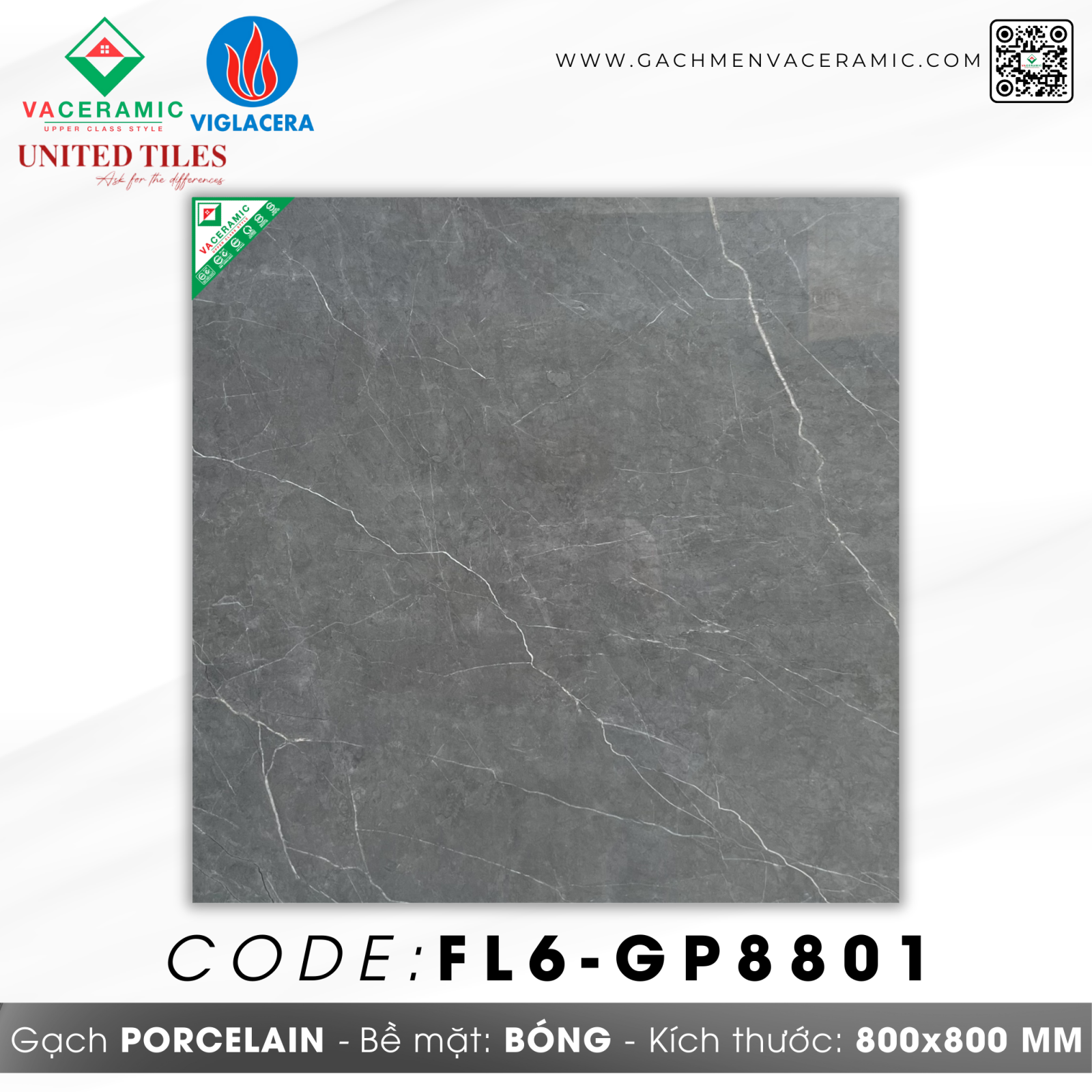 GẠCH LÁT NỀN 80x80 VIGLACERA FL6-GP8801