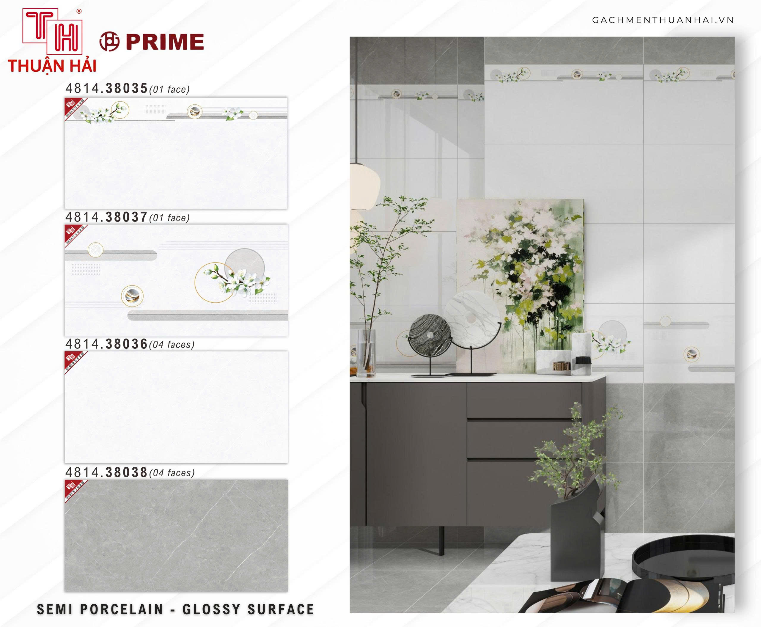 GẠCH ỐP TƯỜNG 40x80 PRIME 38035 - 38037 - 38036 - 38038