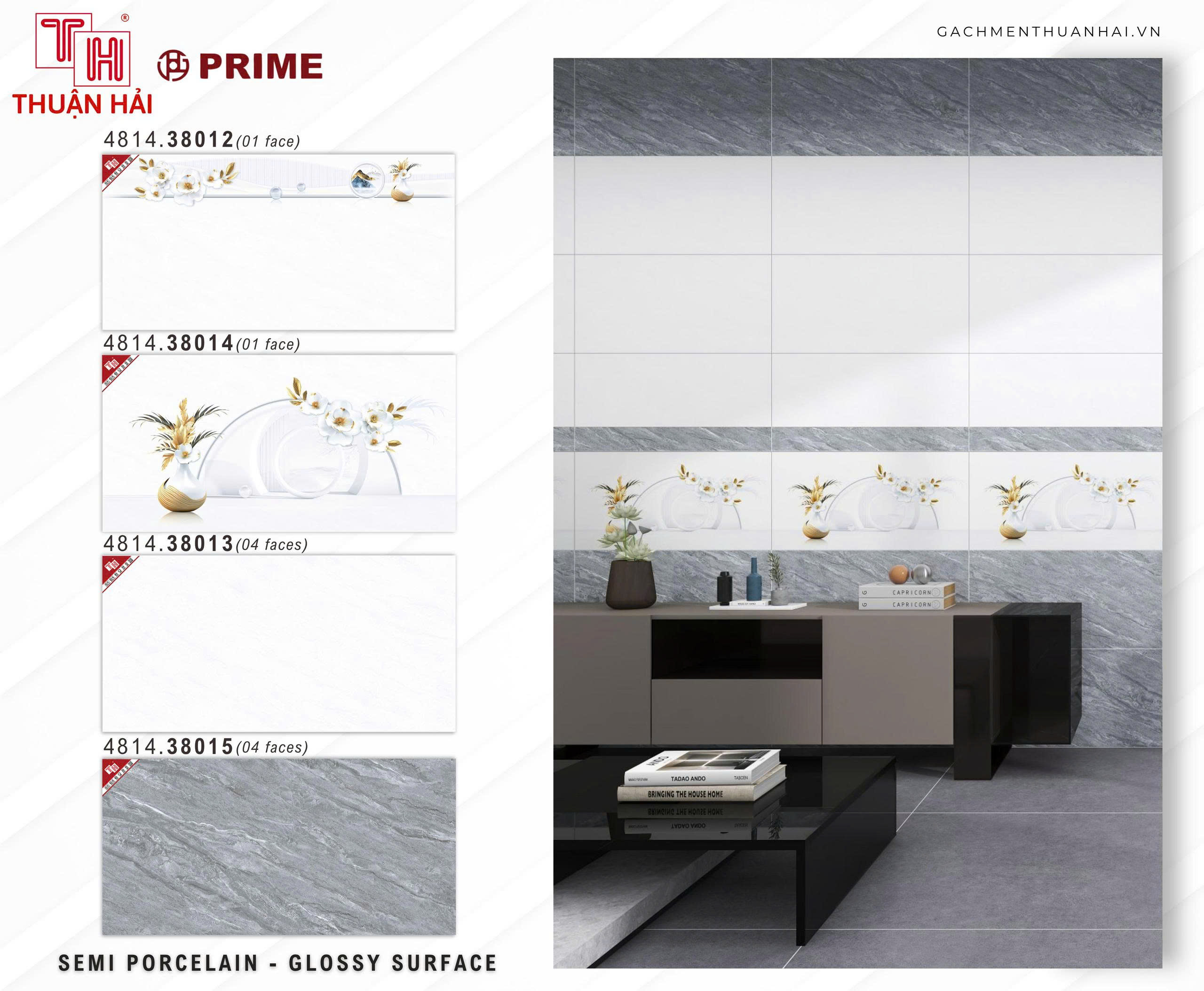 GẠCH ỐP TƯỜNG 40x80 PRIME 38012 - 38014 - 38013 - 38015