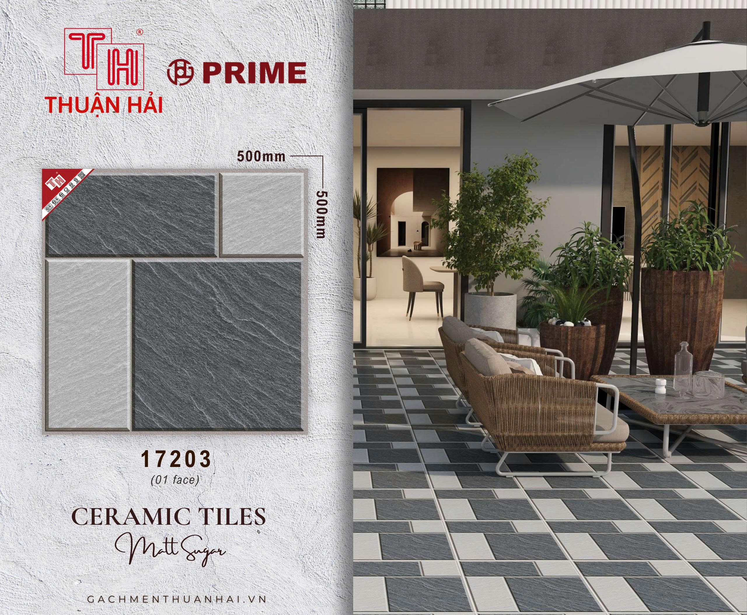 GẠCH SÂN VƯỜN 50x50 PRIME 17203